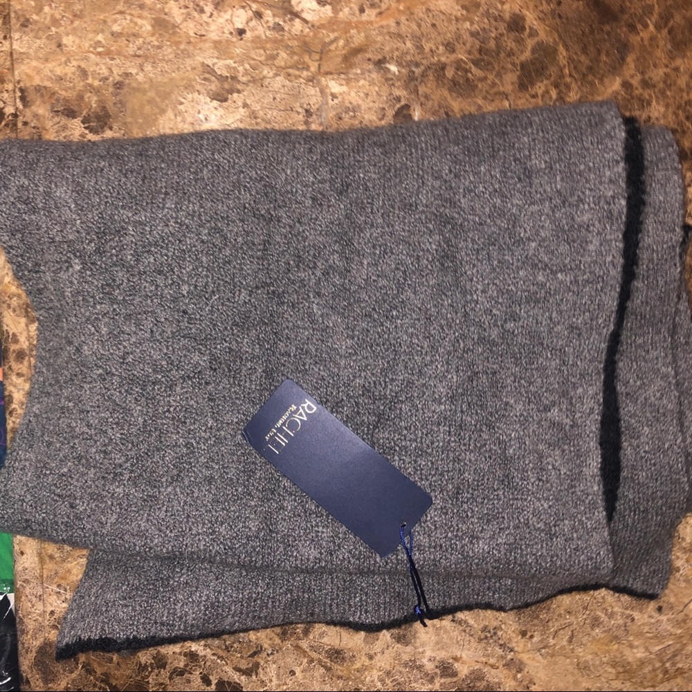 🎁 NWT RACHEL Rachel Roy Wool Blend Reversible Scarf NWT Unisex Grey Black